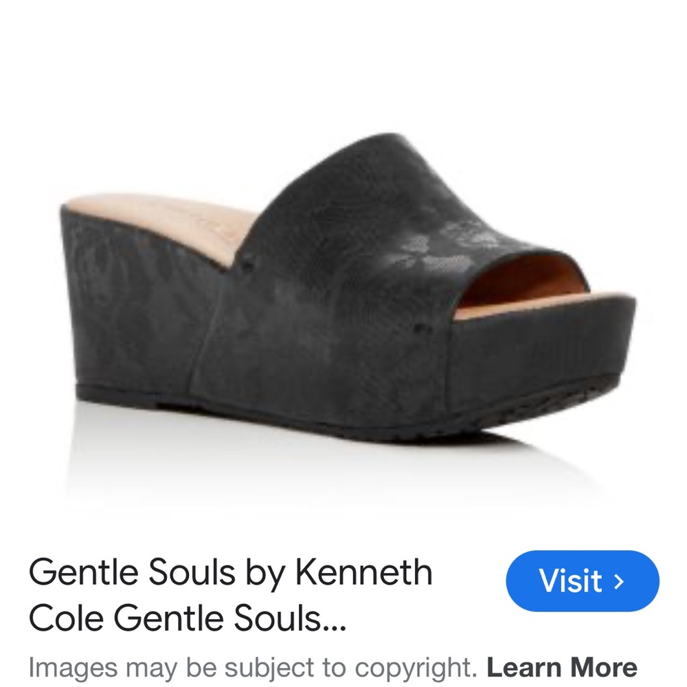 Gentle souls black lace print wedge